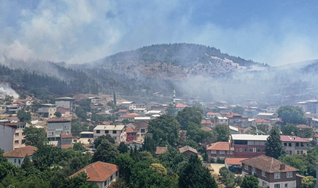 Bursa’da rüzgarın etkisiyle hızla yayılan yangın, Selimiye yakınlarındaki yerleşim alanlarını