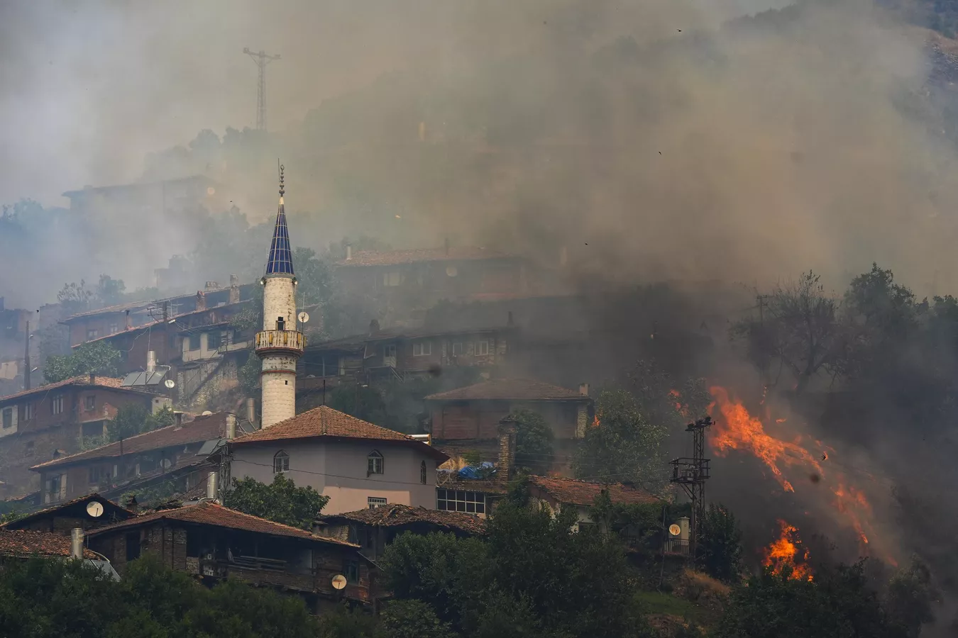 İzmir'in Ödemiş ilçesinde başlayan orman yangınlarında alevlerin sıçradığı evde 80