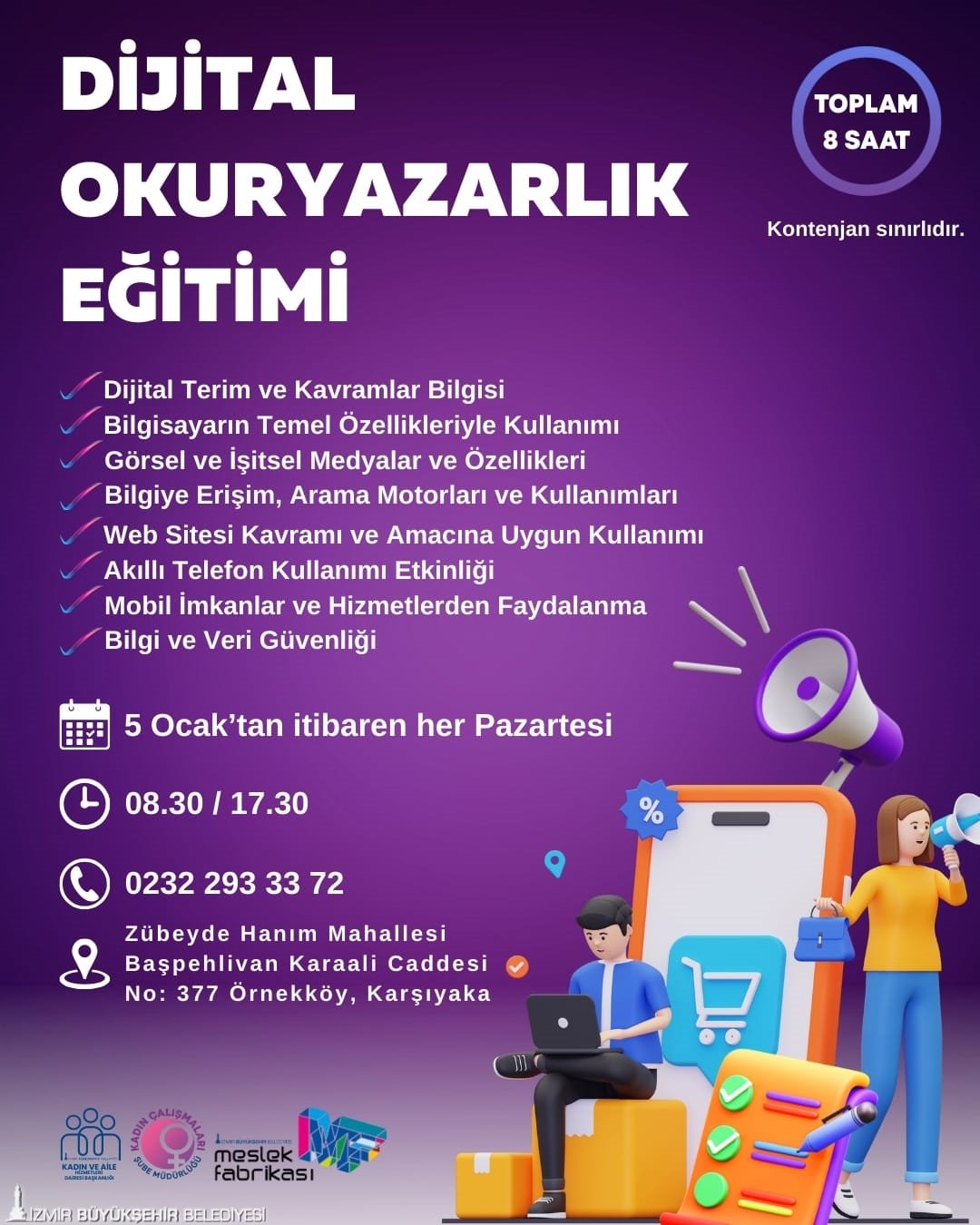 İzmir Büyükşehir Belediyesi, kadınlara yönelik dijital okuryazarlık eğitimiyle bilgiye erişim,