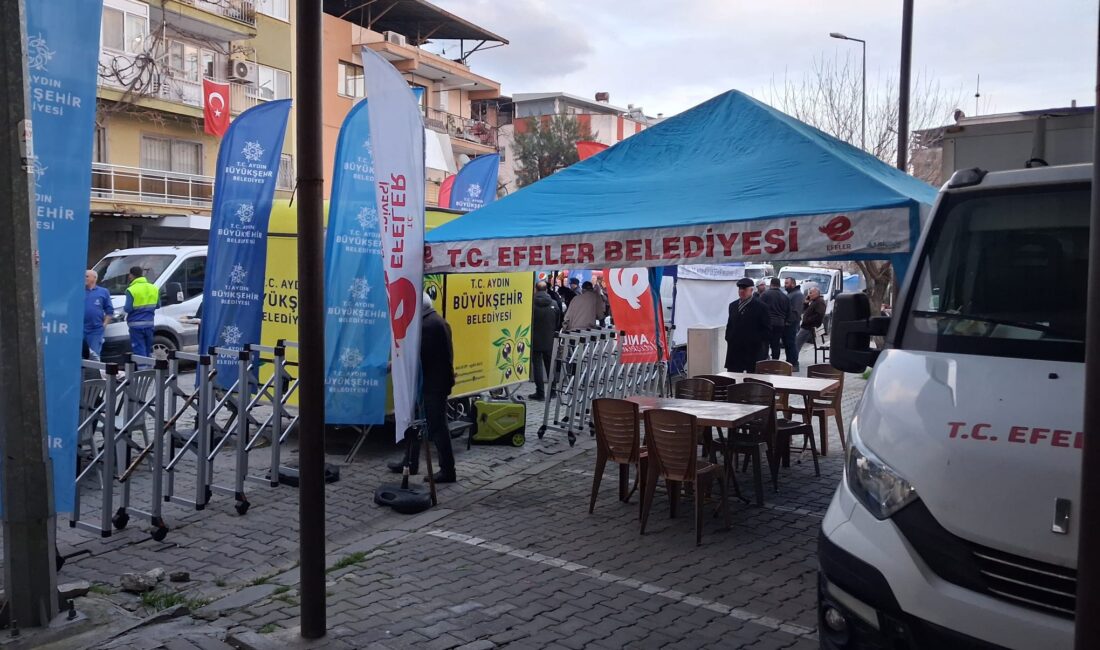 Ata Mahallesi Kapalı Pazar Alanı’nda Efeler Belediyesi’nin ücretsiz çay ve