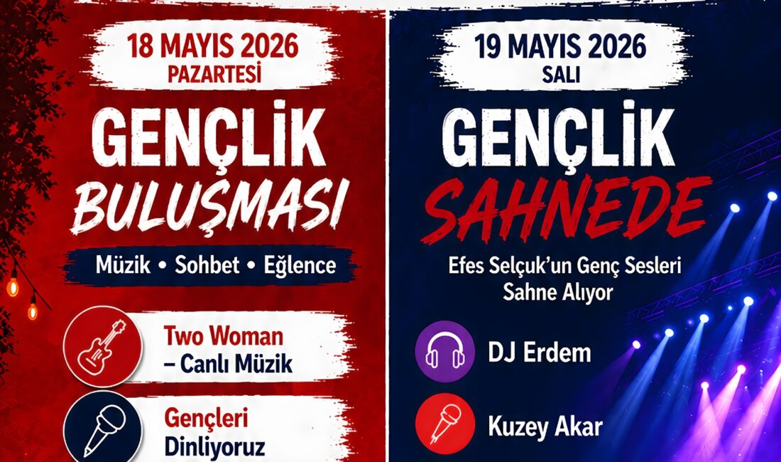 Efes Selçuk’ta 19 Mayıs coşkusu: Gençlik sahneye çıkıyor Efes Selçuk Belediyesi, 19 Mayıs kapsamında konser, gençlik buluşması ve