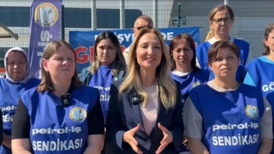 CHP’li Aylin Nazlıaka, İzmir Torbalı’da 516 gündür grevde olan Temel
