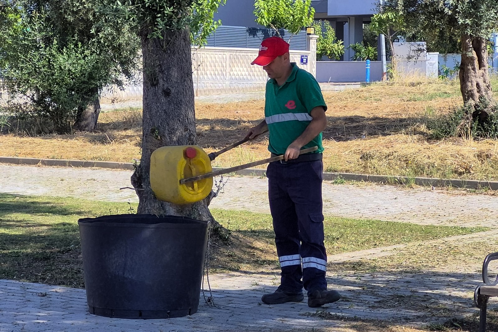 Efeler Belediyesi ekipleri, yangın riski oluşturan yabani otları temizleyerek park