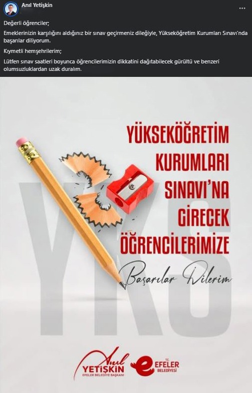 Efeler Belediye Başkanı Anıl Yetişkin, cumartesi ve pazar günleri gerçekleştirilecek