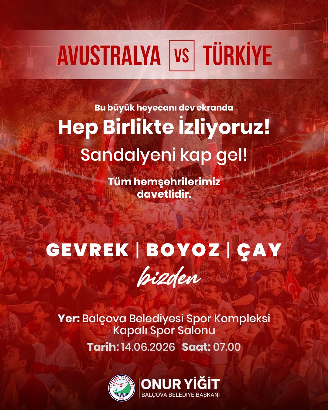 Balçova Belediyesi, A Milli Futbol Takımı’nın Avustralya ile oynayacağı kritik