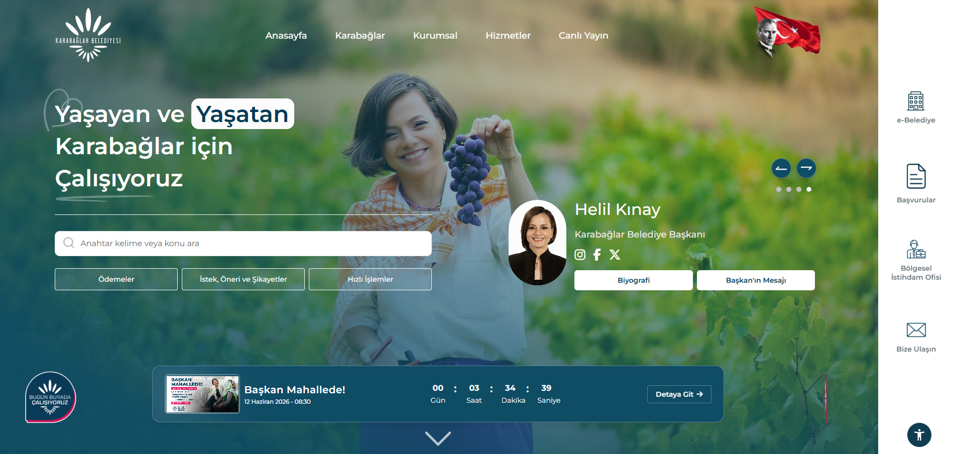 Karabağlar Belediyesi, kurumsal internet sitesini kullanıcı dostu tasarım, güçlü teknolojik