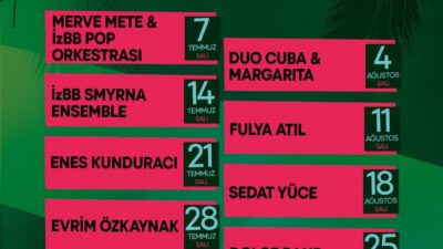 İzmir Büyükşehir Belediyesi’nin geleneksel hale gelen Çim Konserleri, 7 Temmuz-25