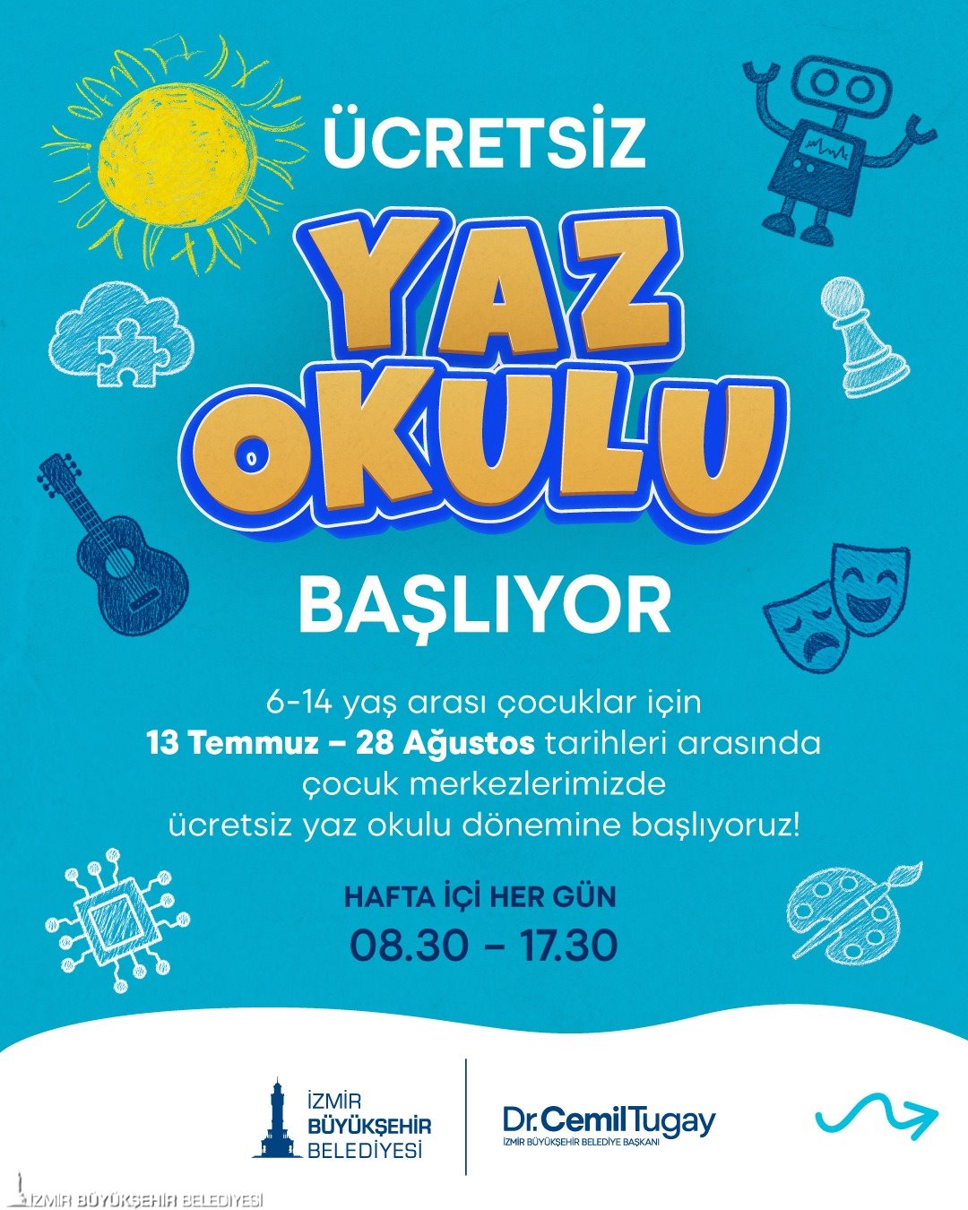 İzmir Büyükşehir Belediyesi, yaz tatilini verimli geçirmek isteyen 6-14 yaş