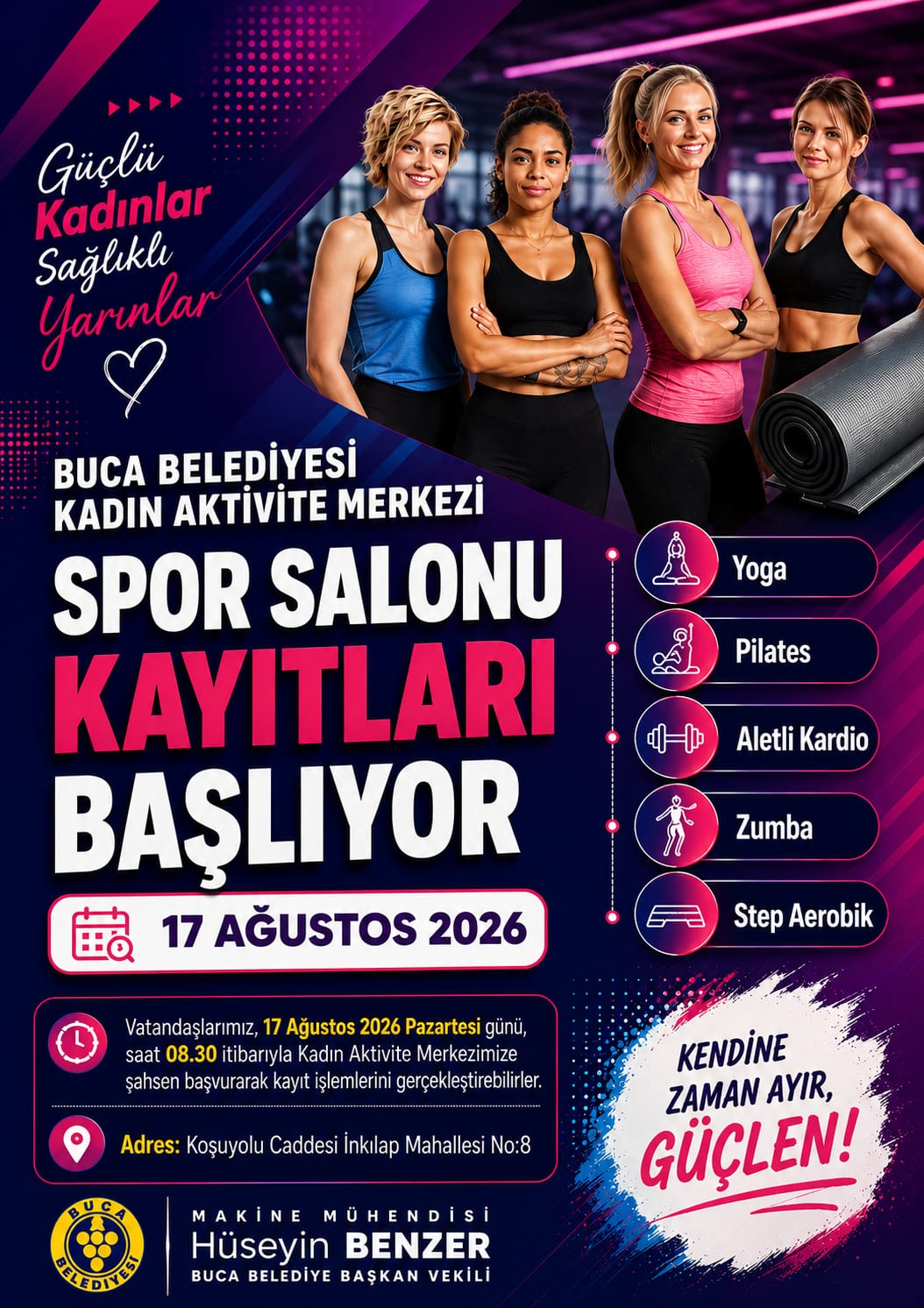  Buca Belediyesi Kadın Aktivite Merkezi’nde yoga, pilates, zumba, step