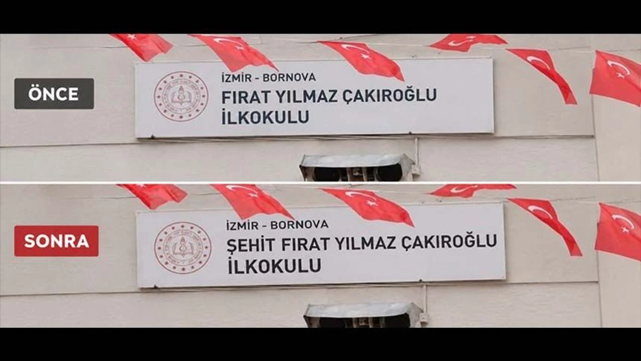İzmir’in Bornova ilçesinde Fırat Yılmaz Çakıroğlu’nun adını taşıyan ilkokulun ismi