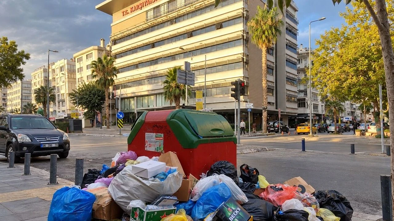 İzmir’in Karşıyaka ilçesinde sokaklarda biriktiği belirtilen atıklar, kötü koku ve